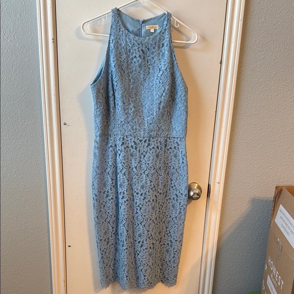 Elegant Blue Lace Dress